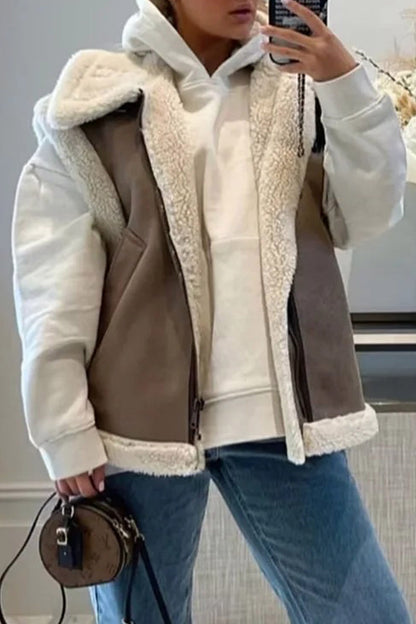 Tops casuales de cuello vuelto con parches sólidos