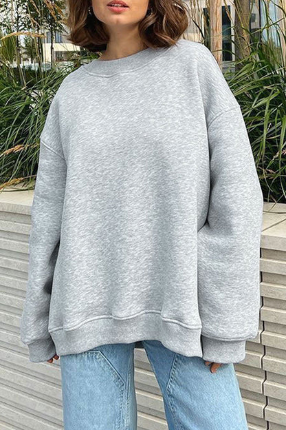 Casual Simplicity Solid O Neck Tops