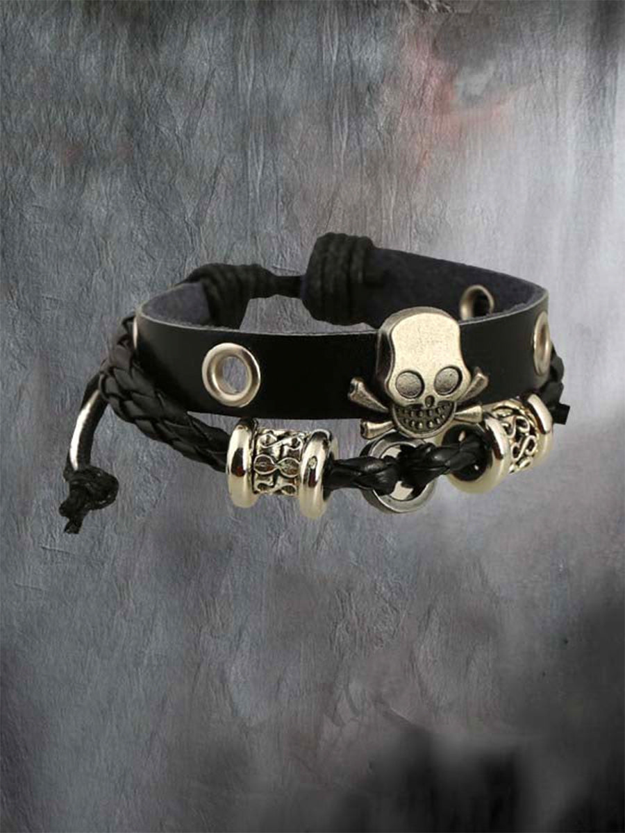 Pulsera de cinturón punk con calavera