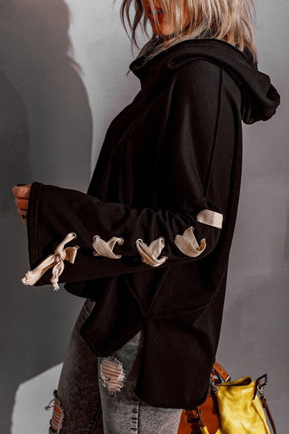 Tops casuales con cuello y capucha de vendaje sólido