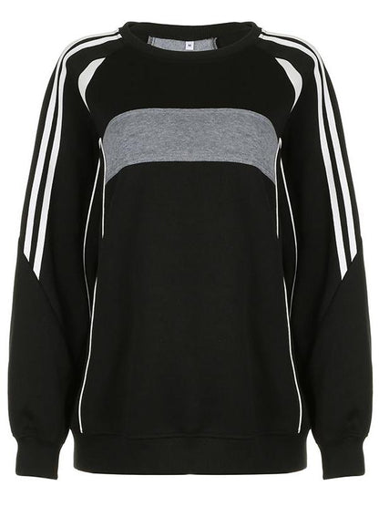 Retro Sport Contrast Color Splice Sweatshirt