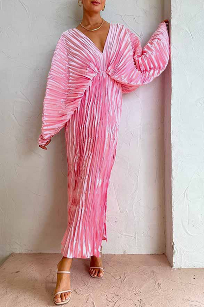 Vestidos de celebridades sexys con cuello en V y pliegues sólidos