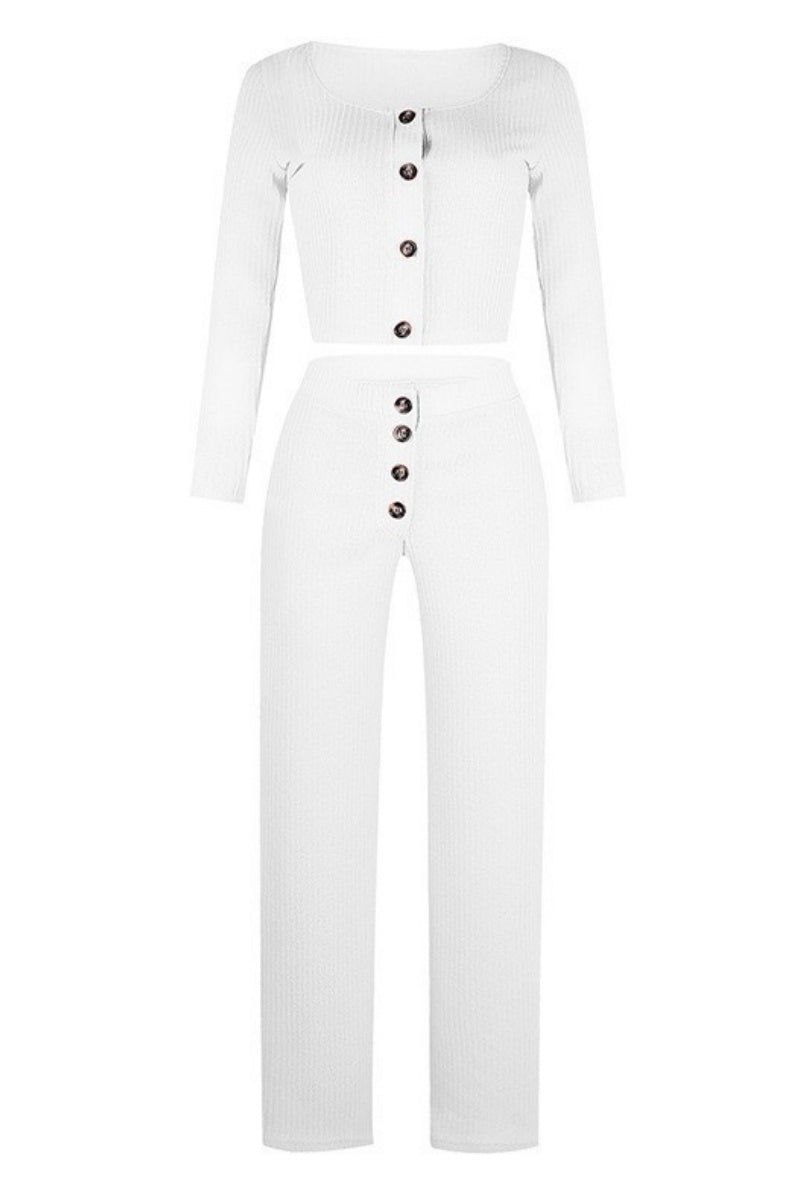 Chaleco informal con botones sólidos, pantalones, cuello en U, sin mangas, dos piezas (4 colores)