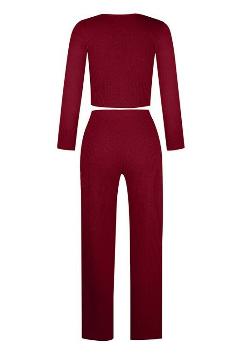 Chaleco informal con botones sólidos, pantalones, cuello en U, sin mangas, dos piezas (4 colores)