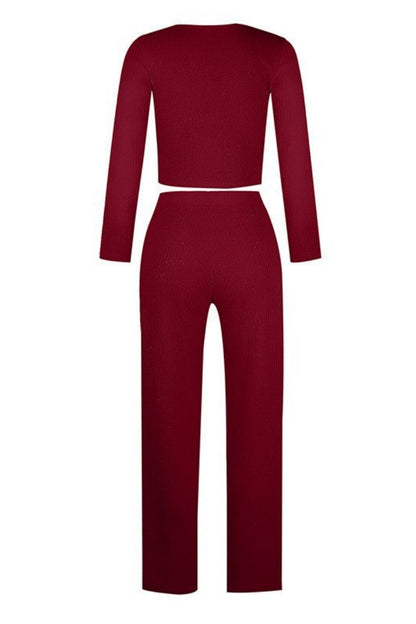 Chaleco informal con botones sólidos, pantalones, cuello en U, sin mangas, dos piezas (4 colores)