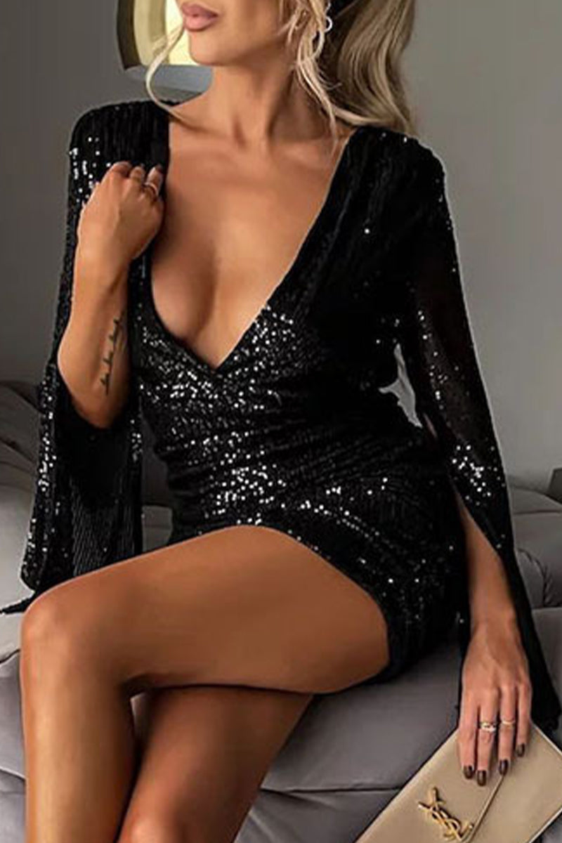 Vestidos sexis de falda cruzada con escote en V y abertura en la espalda, lisos y sin espalda