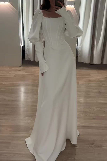 Vestidos de noche elegantes de celebridades con cuello cuadrado y volantes lisos