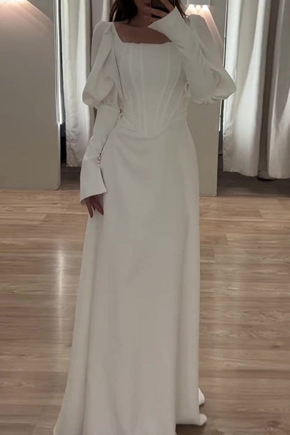 Vestidos de noche elegantes de celebridades con cuello cuadrado y volantes lisos