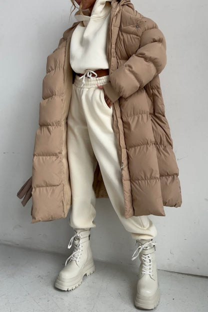 Cárdigan informal liso con cuello y capucha