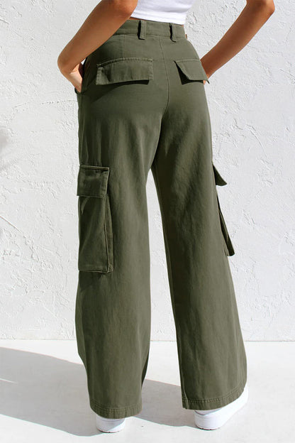 Pantalones casuales sencillos de color liso con bolsillos, sueltos, de cintura baja y rectos.