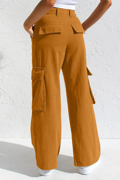 Pantalones casuales sencillos de color liso con bolsillos, sueltos, de cintura baja y rectos.