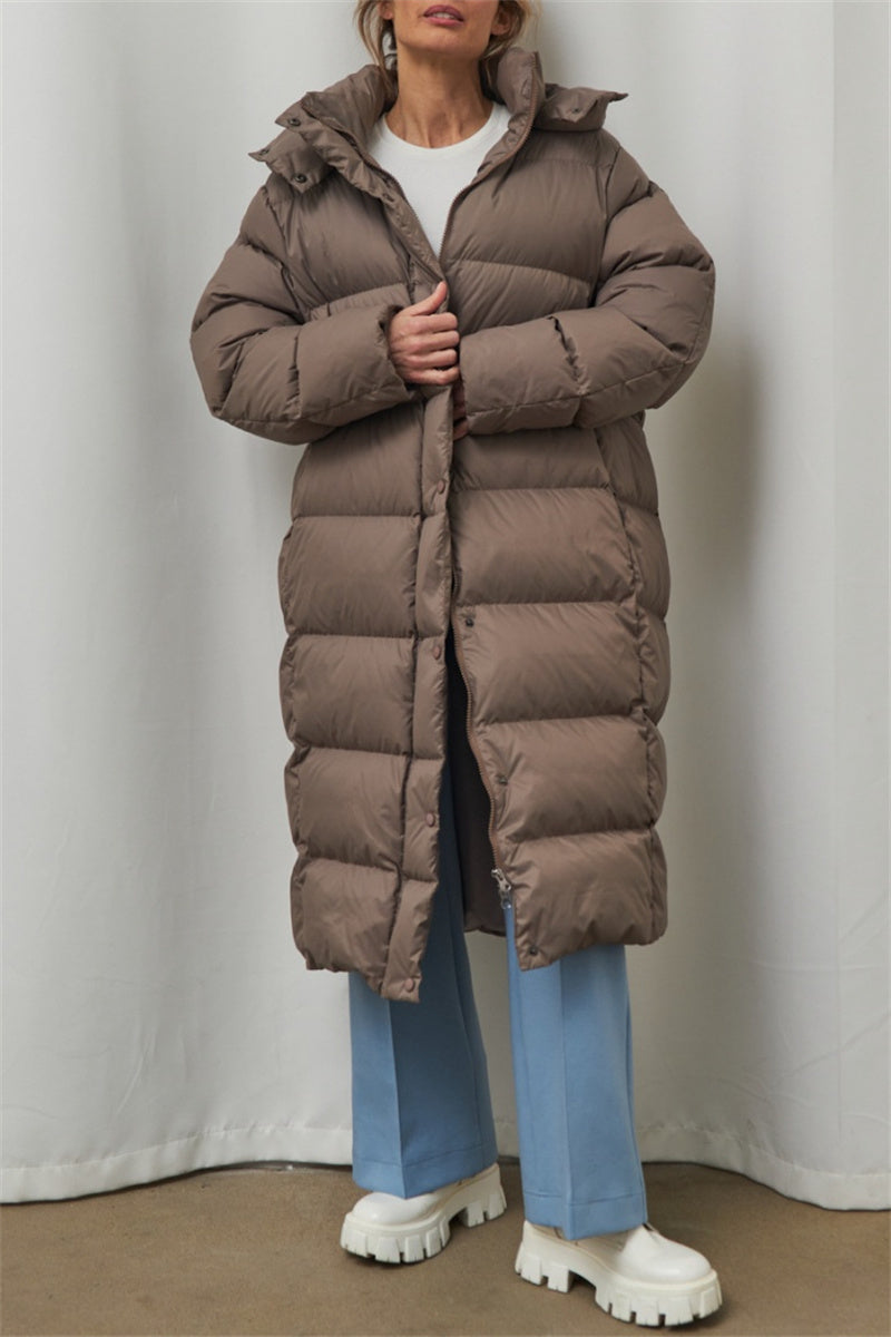 Prendas de abrigo informales con cuello y capucha de patchwork liso (3 colores)