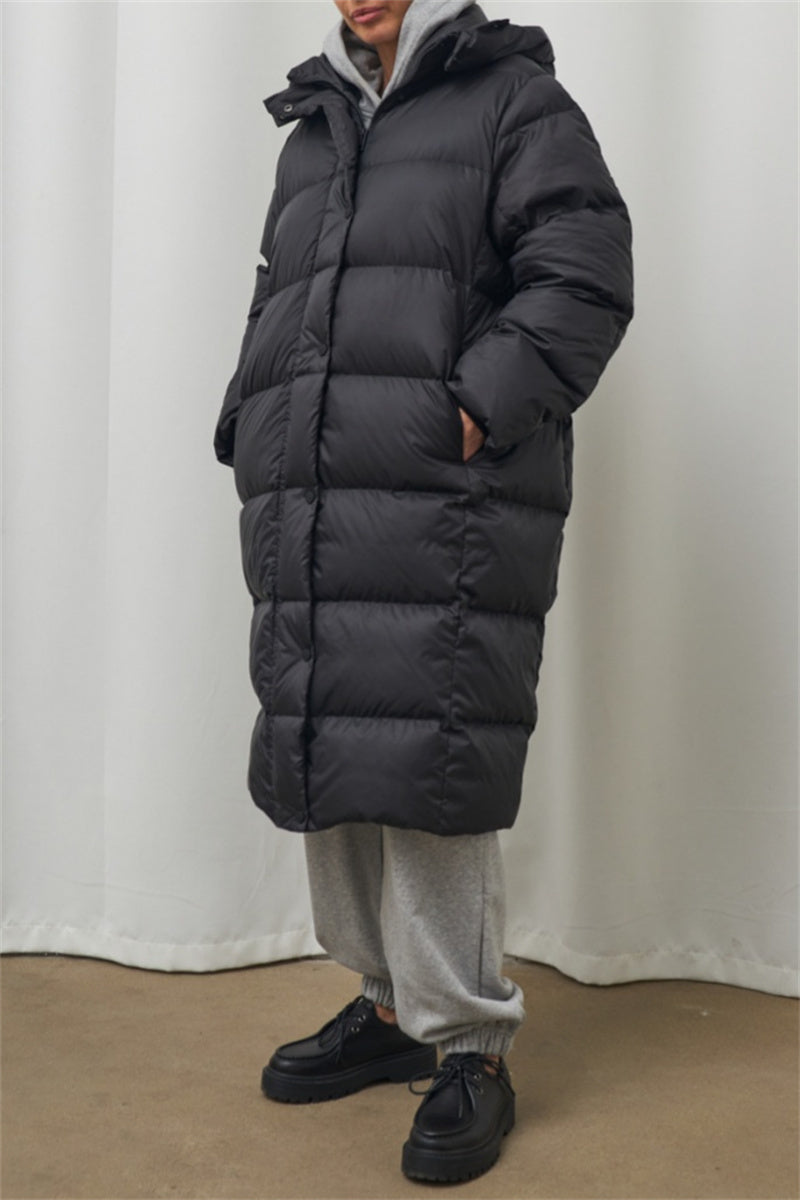 Prendas de abrigo informales con cuello y capucha de patchwork liso (3 colores)