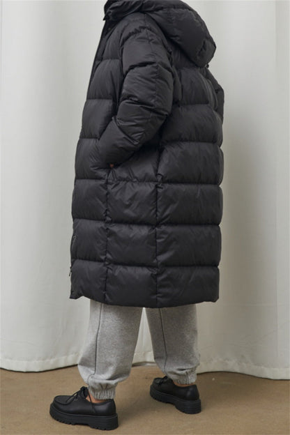 Prendas de abrigo informales con cuello y capucha de patchwork liso (3 colores)