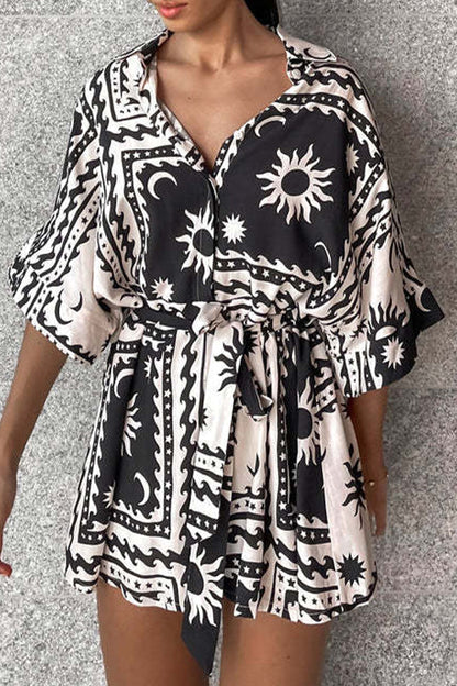 Mono sexy con estampado geométrico y escote en V (4 colores)