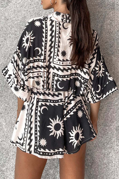 Mono sexy con estampado geométrico y escote en V (4 colores)