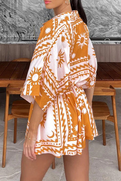 Mono sexy con estampado geométrico y escote en V (4 colores)