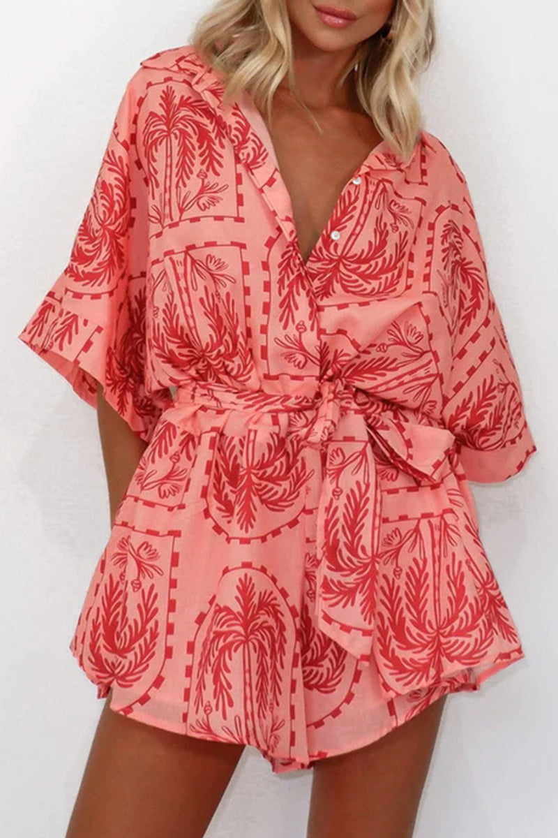 Mono sexy con estampado geométrico y escote en V (4 colores)