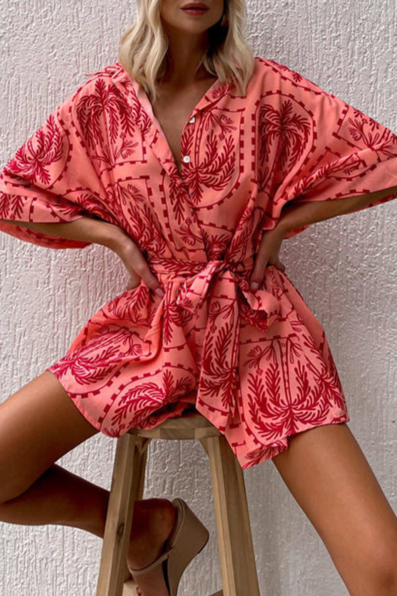 Mono sexy con estampado geométrico y escote en V (4 colores)