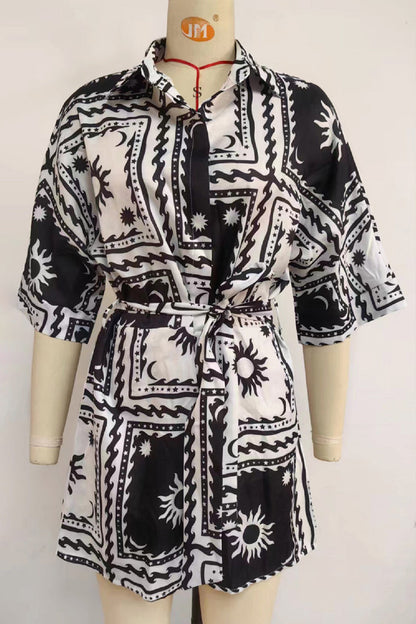 Mono sexy con estampado geométrico y escote en V (4 colores)