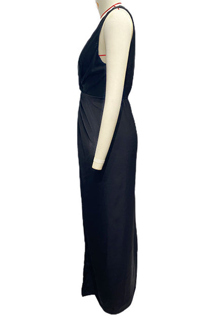 Vestido de noche sexy, formal, liso, con escote en V y pliegues (4 colores)