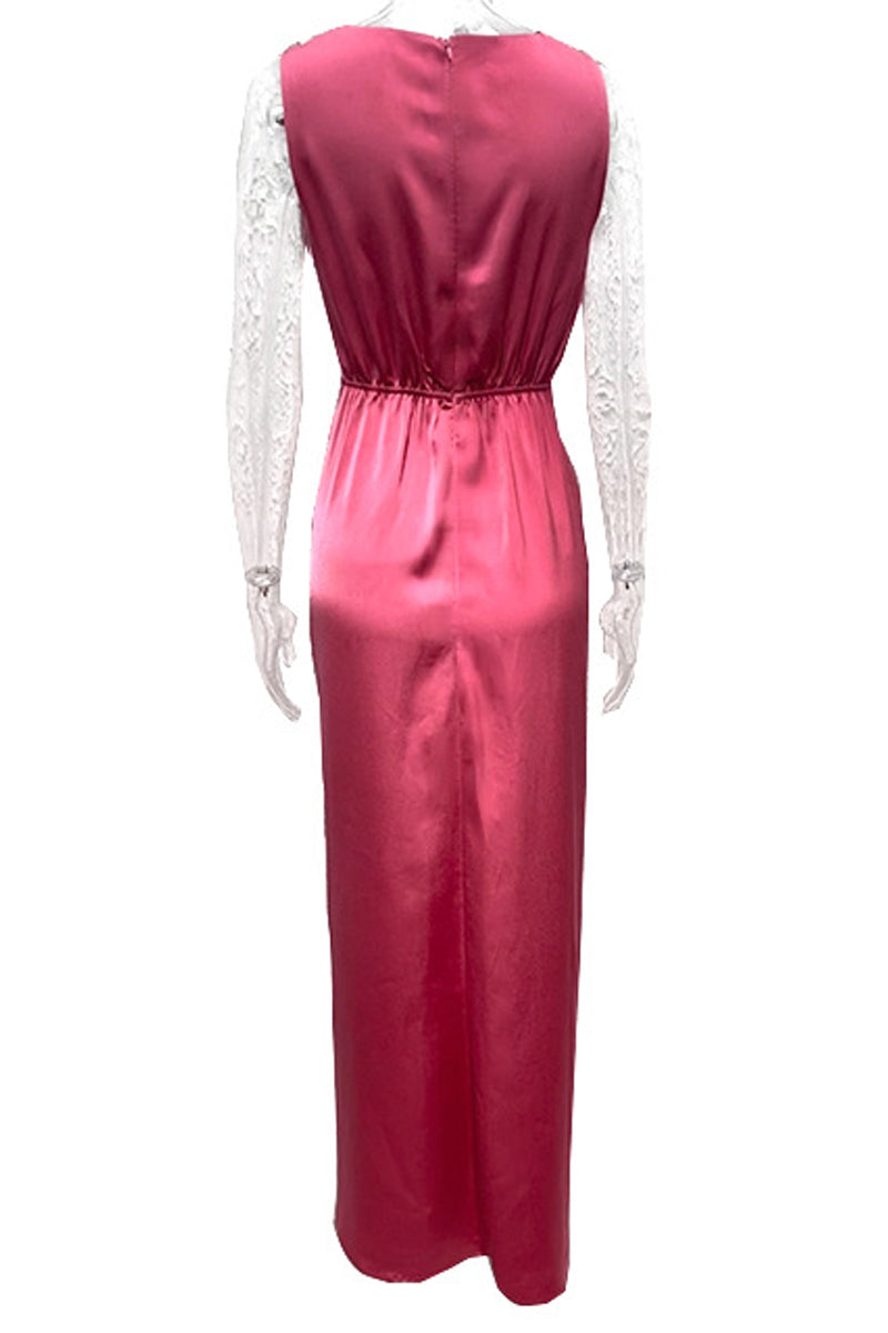 Vestido de noche sexy, formal, liso, con escote en V y pliegues (4 colores)