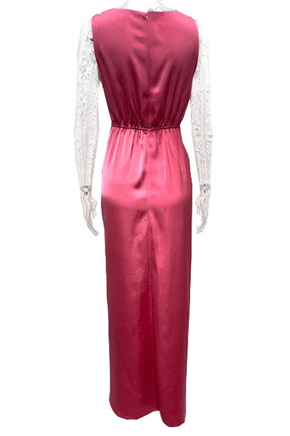 Vestido de noche sexy, formal, liso, con escote en V y pliegues (4 colores)