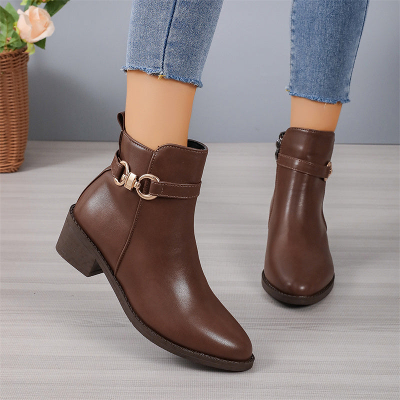 Zapatos casuales de patchwork con punta, cómodos y para exteriores (altura del tacón: 5 cm)