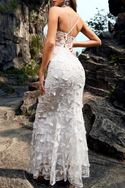 Vestidos largos sexis formales de color liso con patchwork transparente y espalda descubierta con tirantes finos