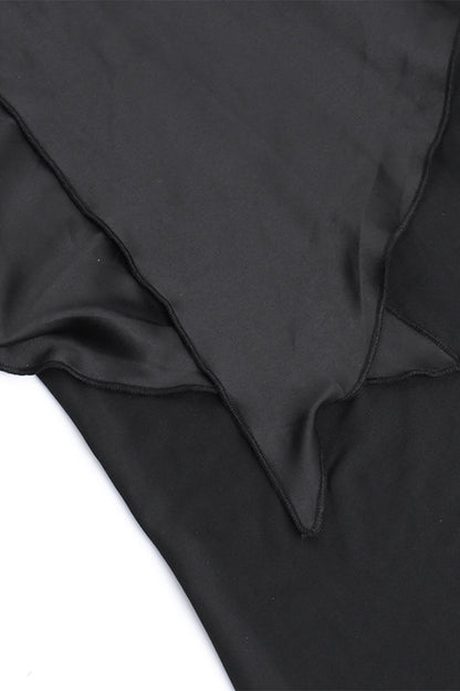 Vestidos de noche formales sexys de malla sólida con cuello oblicuo