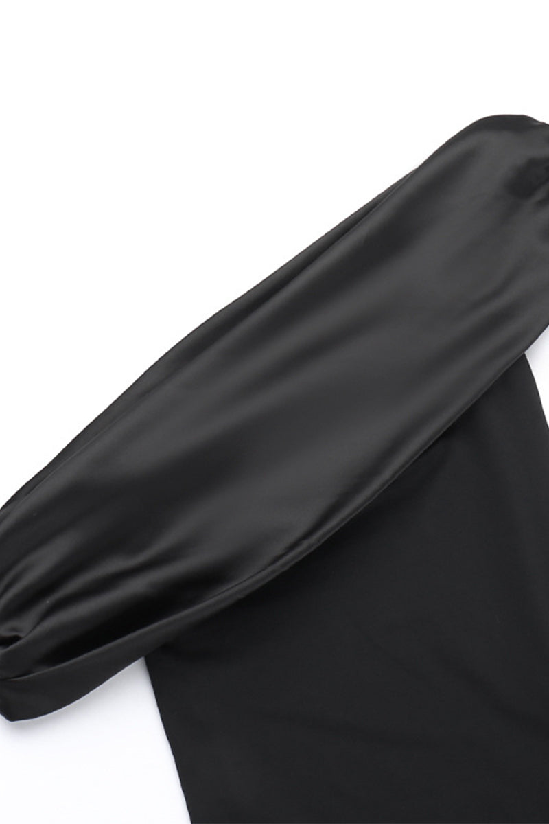 Vestidos de noche formales sexys de malla sólida con cuello oblicuo