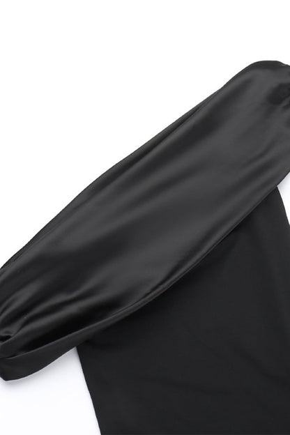 Vestidos de noche formales sexys de malla sólida con cuello oblicuo