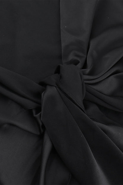 Vestidos de noche formales sexys de malla sólida con cuello oblicuo