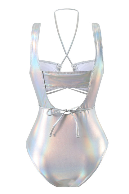 Traje de baño sexy de un solo hombro con espalda descubierta y frenillo ahuecado (con relleno)