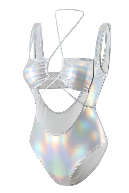 Traje de baño sexy de un solo hombro con espalda descubierta y frenillo ahuecado (con relleno)