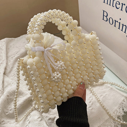 Bolsos casuales diarios de patchwork sólido con tejido de perlas