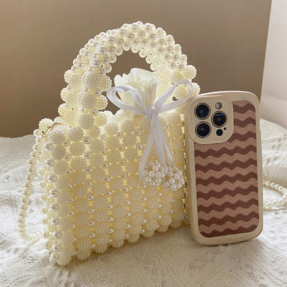 Bolsos casuales diarios de patchwork sólido con tejido de perlas