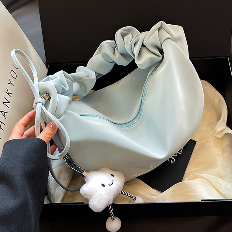 Bolsos casuales de color sólido con cremallera fruncida (4 colores)