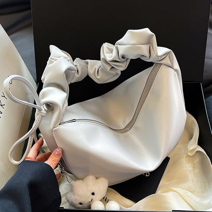 Bolsos casuales de color sólido con cremallera fruncida (4 colores)