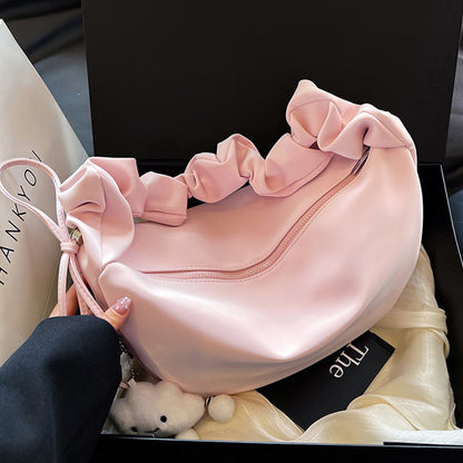 Bolsos casuales de color sólido con cremallera fruncida (4 colores)