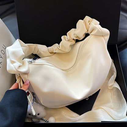 Bolsos casuales de color sólido con cremallera fruncida (4 colores)