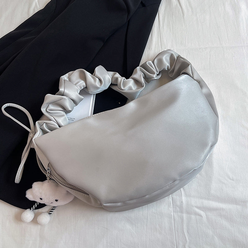 Bolsos casuales de color sólido con cremallera fruncida (4 colores)