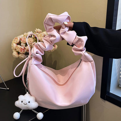 Bolsos casuales de color sólido con cremallera fruncida (4 colores)