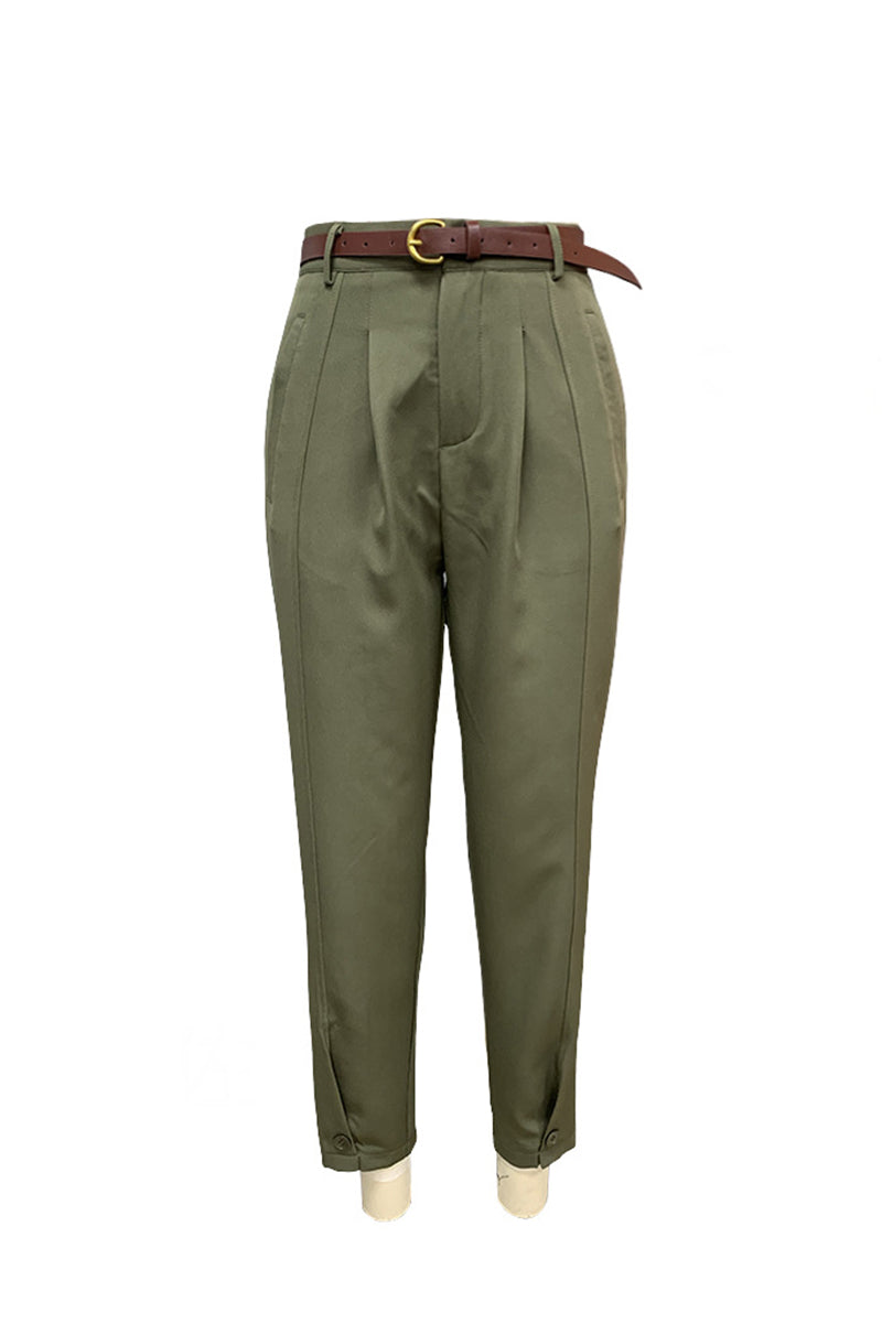 Pantalones Harlan holgados de cintura alta con bolsillos y cinturón para uso diario (3 colores)