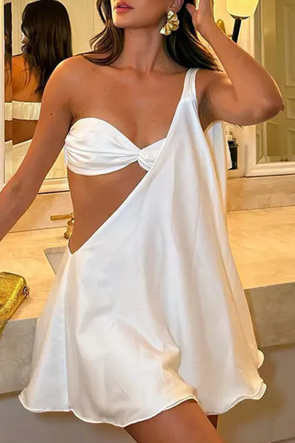 Vestidos sexis de color liso con espalda descubierta y hombros caídos irregulares