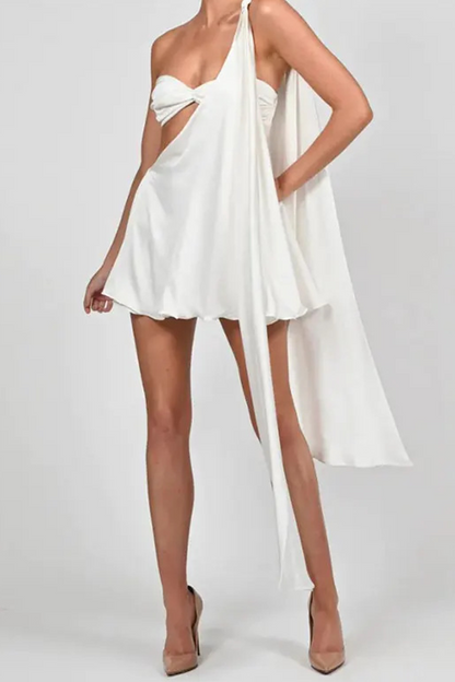 Vestidos sexis de color liso con espalda descubierta y hombros caídos irregulares