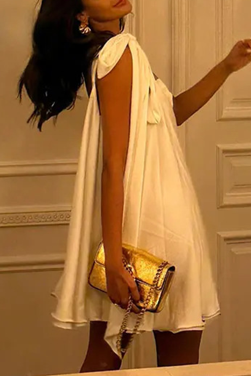 Vestidos sexis de color liso con espalda descubierta y hombros caídos irregulares