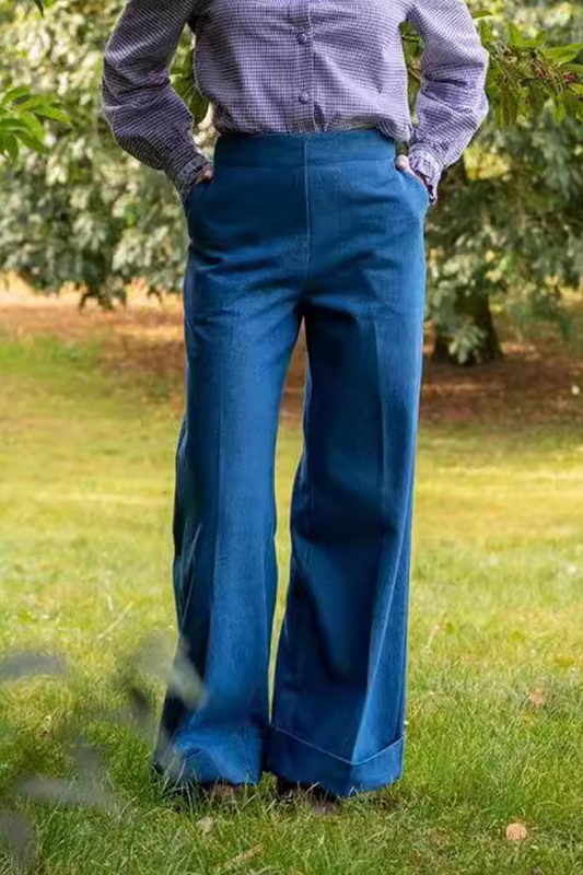 Pantalones casuales de uso diario de color sólido con bolsillos, sueltos, de cintura alta y rectos de color sólido