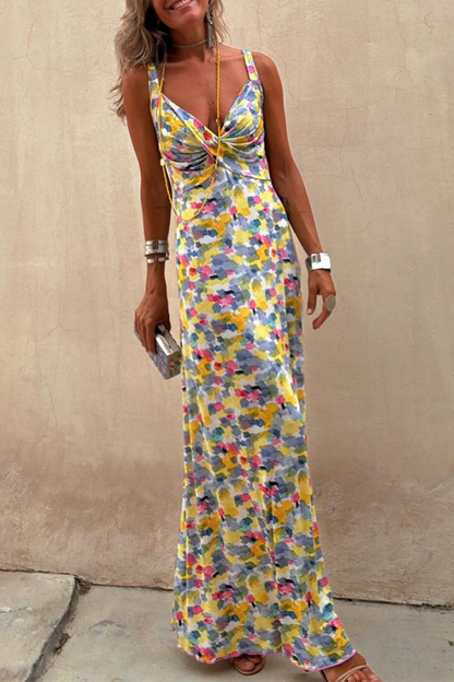 Vestidos casuales con falda de un solo paso, escote en V y estampado geométrico en contraste