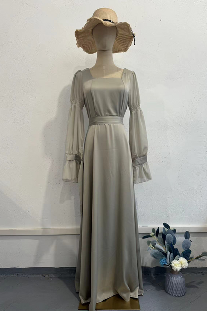 Vestidos de noche elegantes de celebridades con cuello cuadrado y cordones en color liso